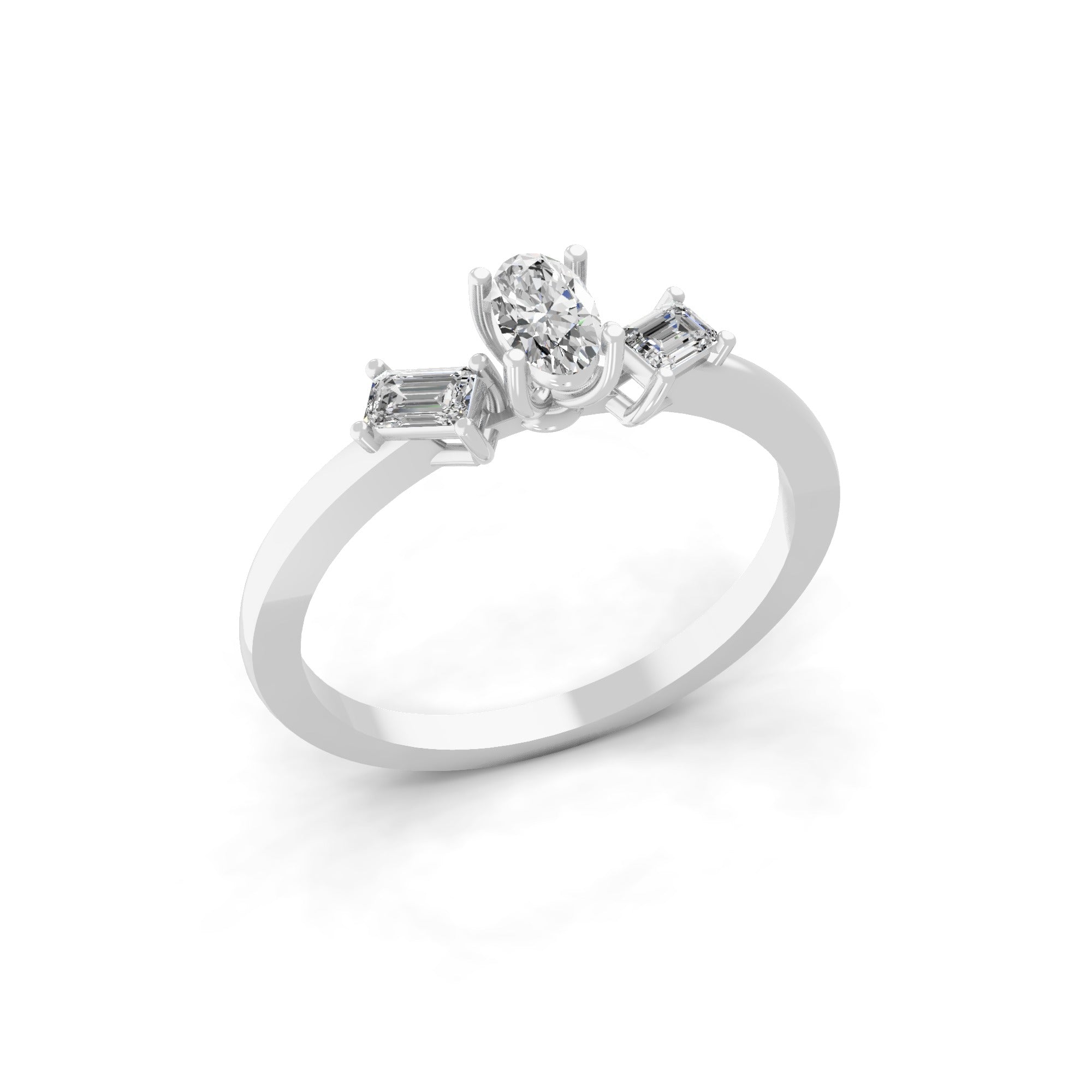 Three Stone Minimalist Ring Lab Grown Diamond 14K Fine Gold 0.80Ct