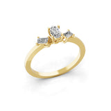 Three Stone Minimalist Ring Lab Grown Diamond 14K Fine Gold 0.80Ct