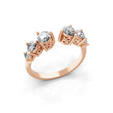Lab Grown Diamond 0.95Ct Round Cut Cuff Promise Ring 14K Fine Gold