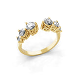 Lab Grown Diamond 0.95Ct Round Cut Cuff Promise Ring 14K Fine Gold