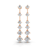 Graduated Lab Grown Round Diamond Dangle Earrings 3.30Ct 14K Gold