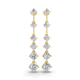 Graduated Lab Grown Round Diamond Dangle Earrings 3.30Ct 14K Gold