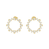 14K Fine Gold Round Cut Lab Grown Diamond 0.84Ct Stunning Dangle Earrings