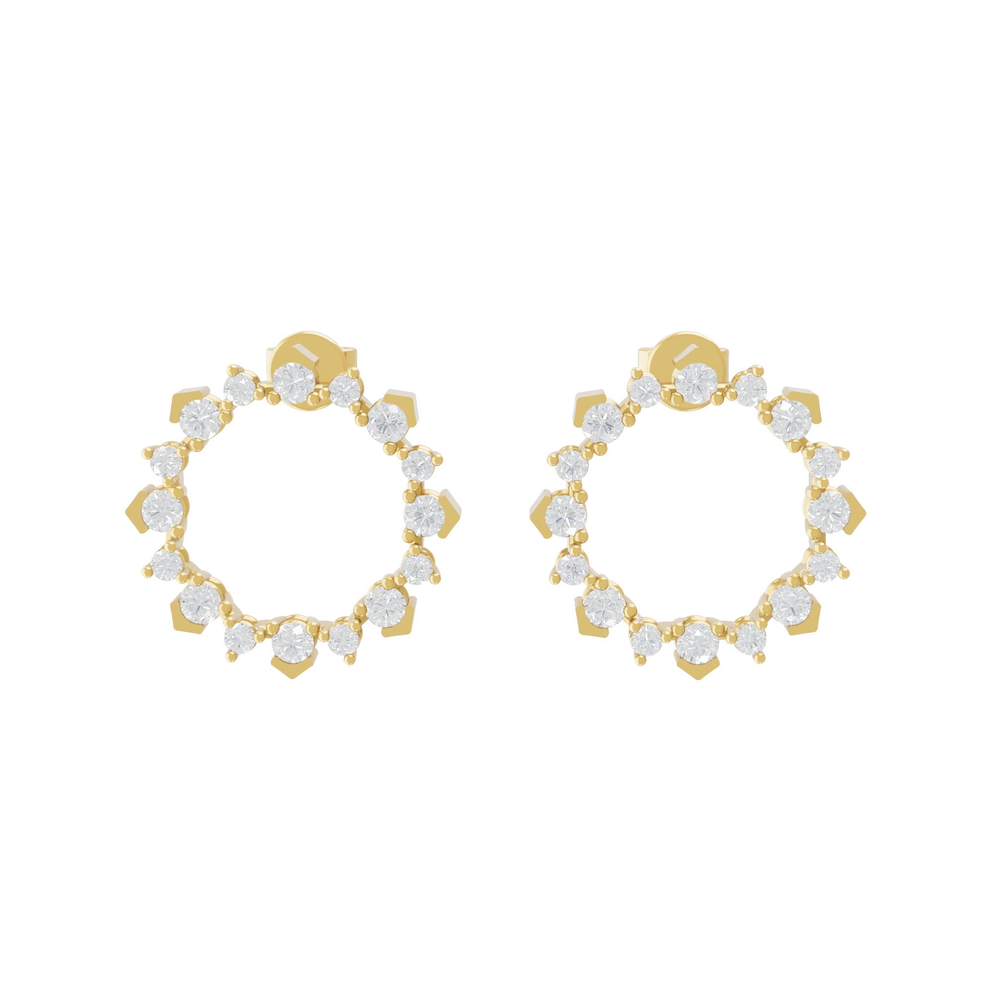 14K Fine Gold Round Cut Lab Grown Diamond 0.84Ct Stunning Dangle Earrings