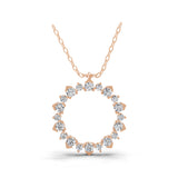 14K Gold Sunburst Lab Grown Diamond Pendant Necklace 1.10Ct