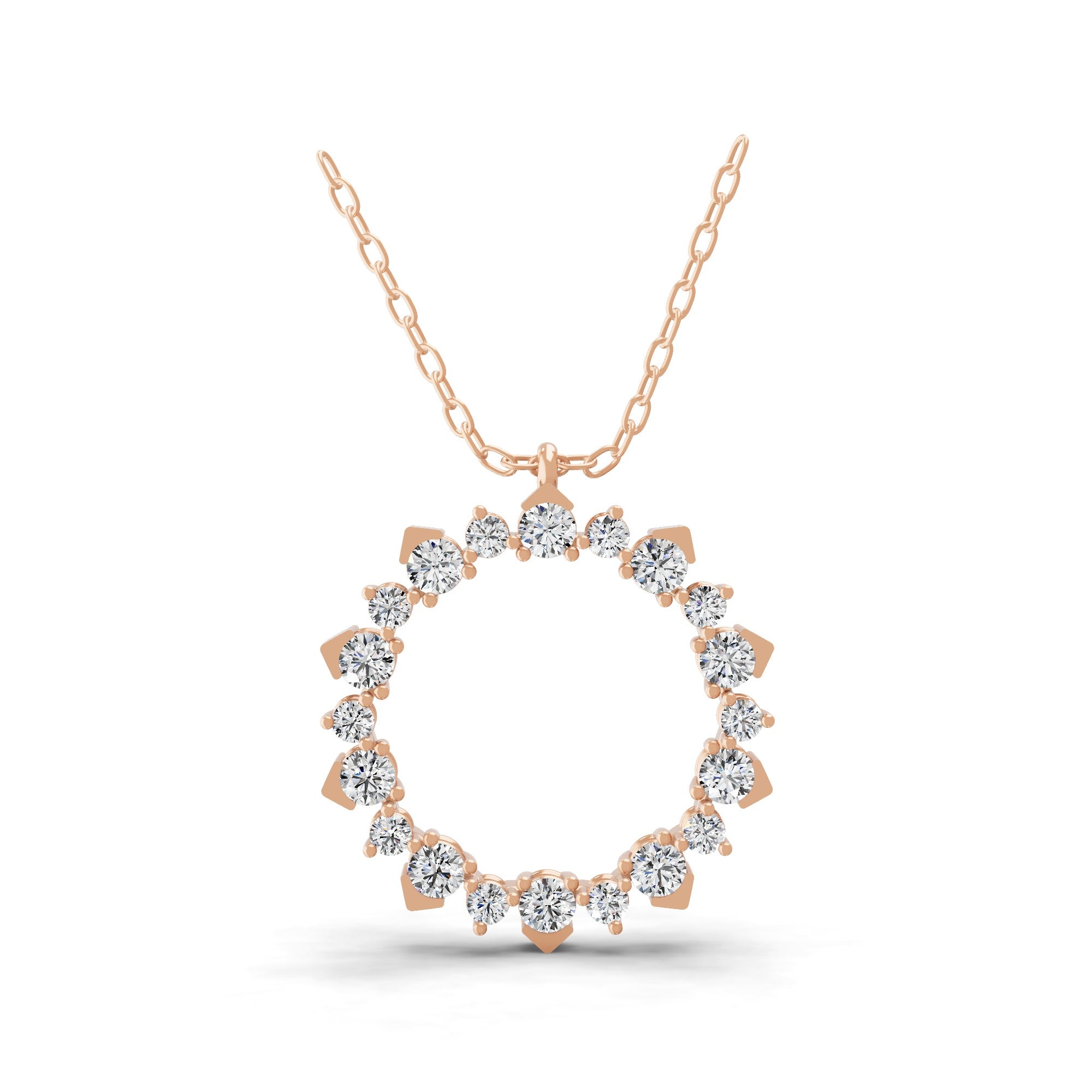 14K Gold Sunburst Lab Grown Diamond Pendant Necklace 1.10Ct