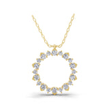 14K Gold Sunburst Lab Grown Diamond Pendant Necklace 1.10Ct