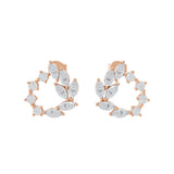 Lab Grown Diamond 1.48Ct 14K Fine Gold Marquise Leaf Circle Stud