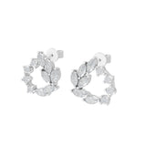 Lab Grown Diamond 1.48Ct 14K Fine Gold Marquise Leaf Circle Stud