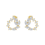 Lab Grown Diamond 1.48Ct 14K Fine Gold Marquise Leaf Circle Stud