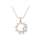 1.37Ct Lab Grown Diamond Round Marquise Cut Floral Pendant 14K Fine Gold Necklace