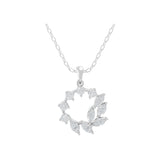 1.37Ct Lab Grown Diamond Round Marquise Cut Floral Pendant 14K Fine Gold Necklace