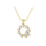 1.37Ct Lab Grown Diamond Round Marquise Cut Floral Pendant 14K Fine Gold Necklace