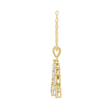 1.37Ct Lab Grown Diamond Round Marquise Cut Floral Pendant 14K Fine Gold Necklace