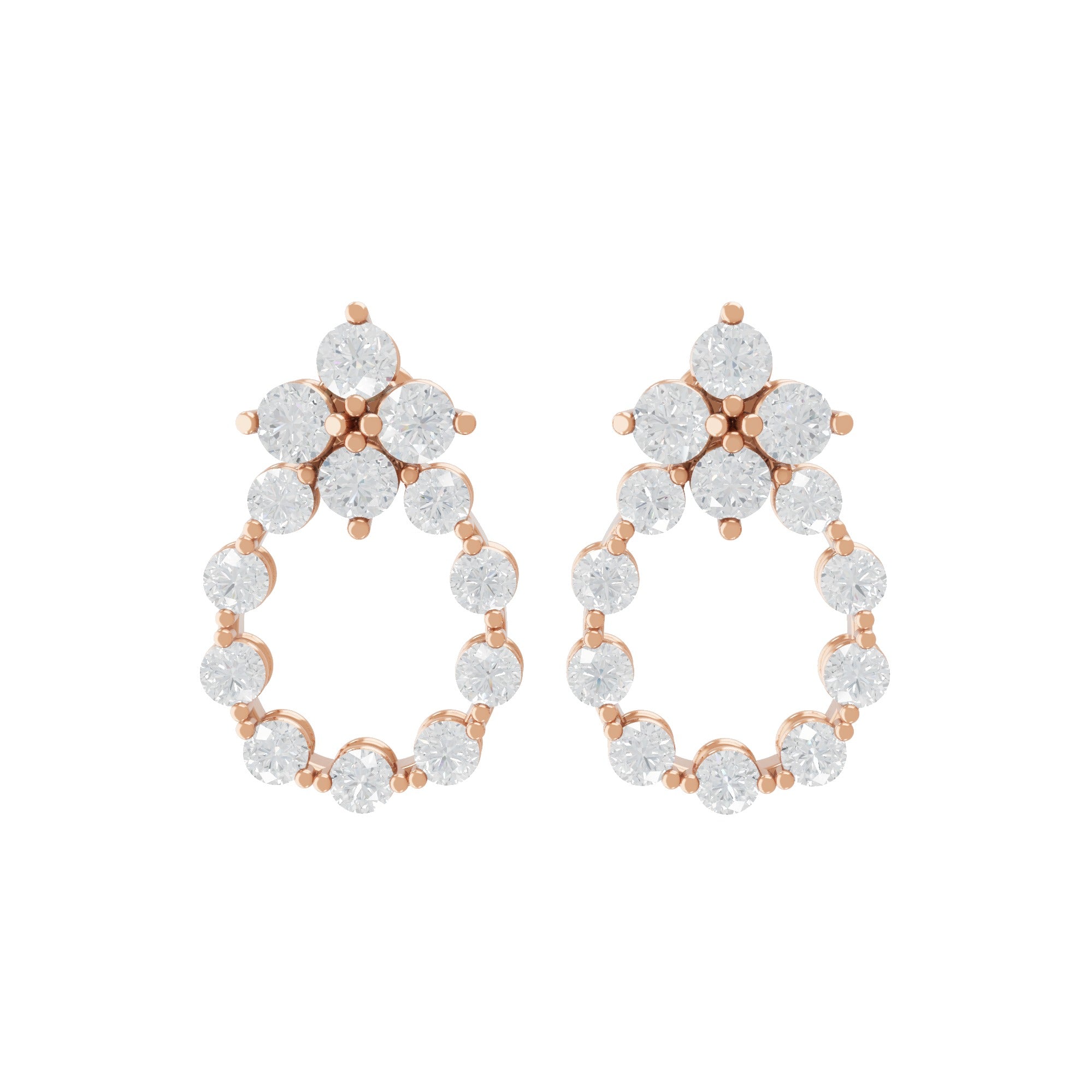 Round Cut 1.45Ct Lab Grown Diamond Dangle Drop Earrings 14K Fine Gold