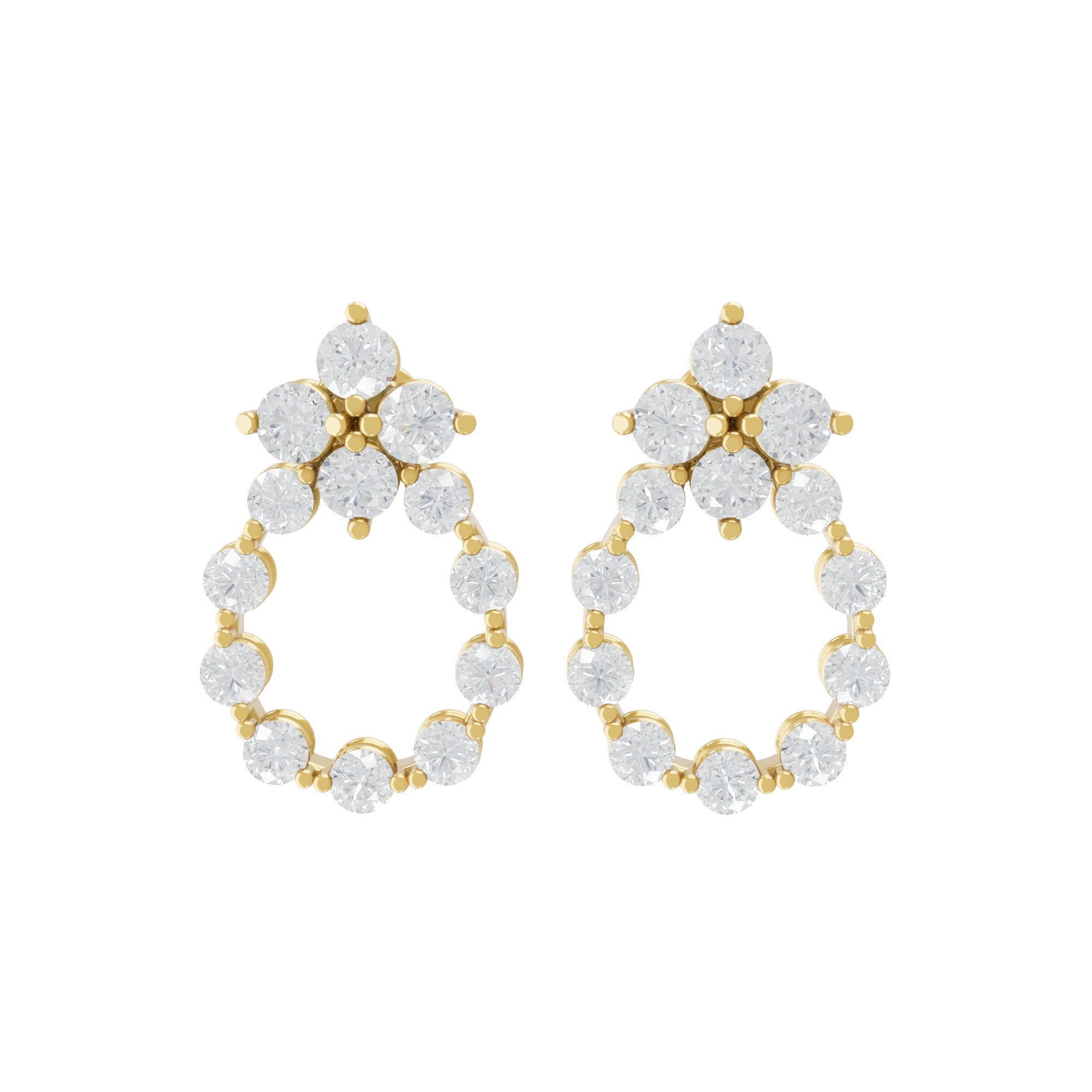 Round Cut 1.45Ct Lab Grown Diamond Dangle Drop Earrings 14K Fine Gold