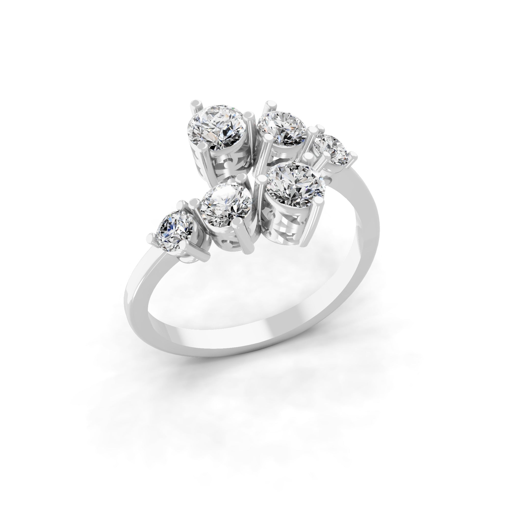1.02Ct Lab Grown Round Cut Diamond Bypass Ring 14K Fine Gold