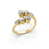 1.02Ct Lab Grown Round Cut Diamond Bypass Ring 14K Fine Gold