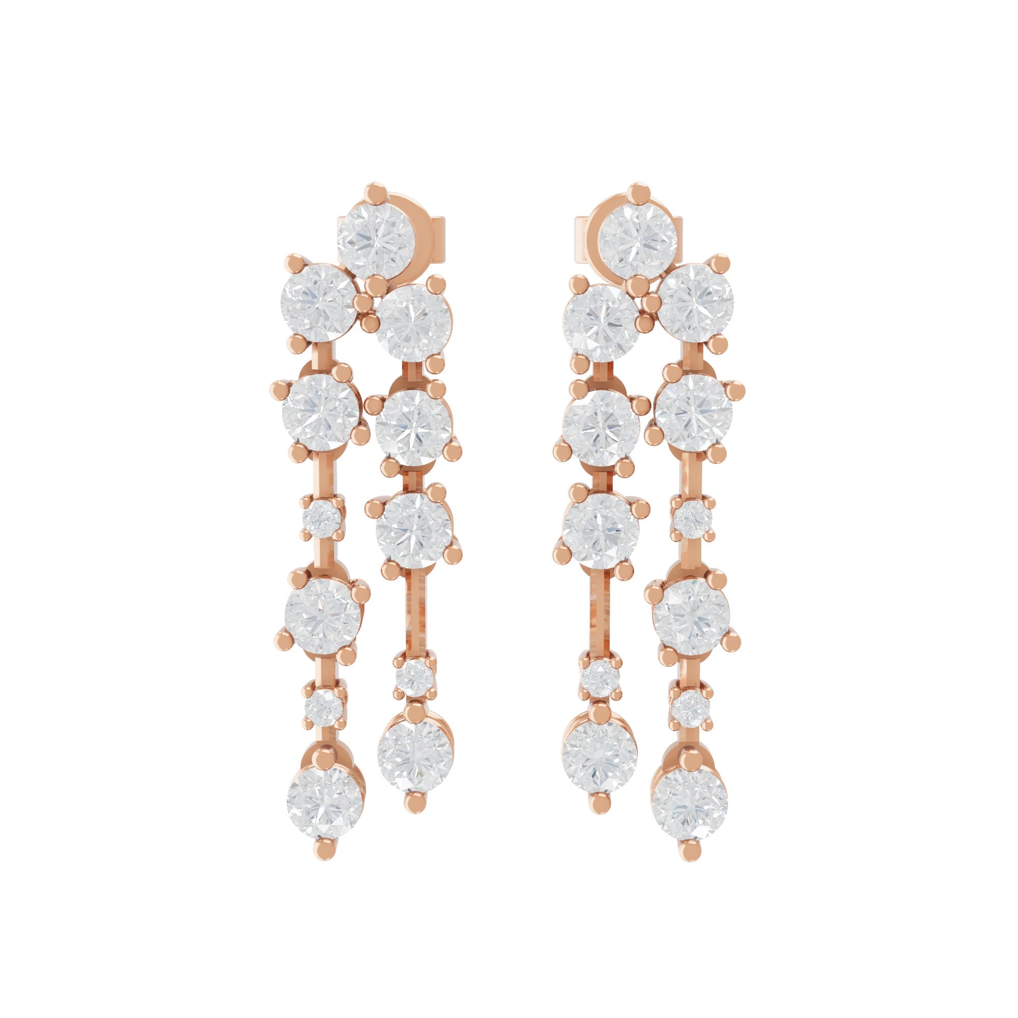 Lab Grown Diamond Round Cut 14K Fine Gold 1.91Ct Dangle Drop Earrings