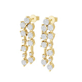 Lab Grown Diamond Round Cut 14K Fine Gold 1.91Ct Dangle Drop Earrings