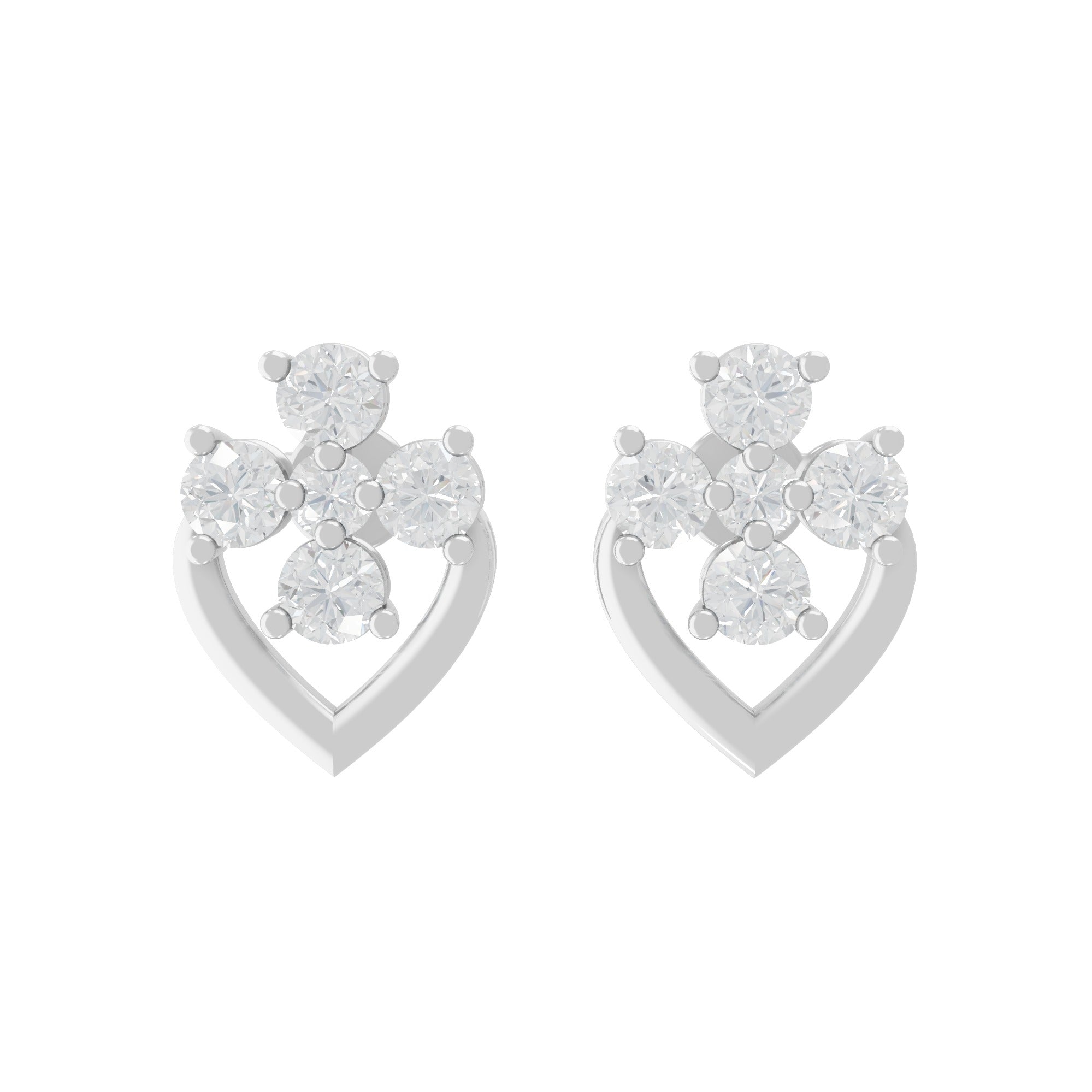 0.93Ct Lab Grown Diamond Heart Shape Stud Earrings 14K Fine Gold