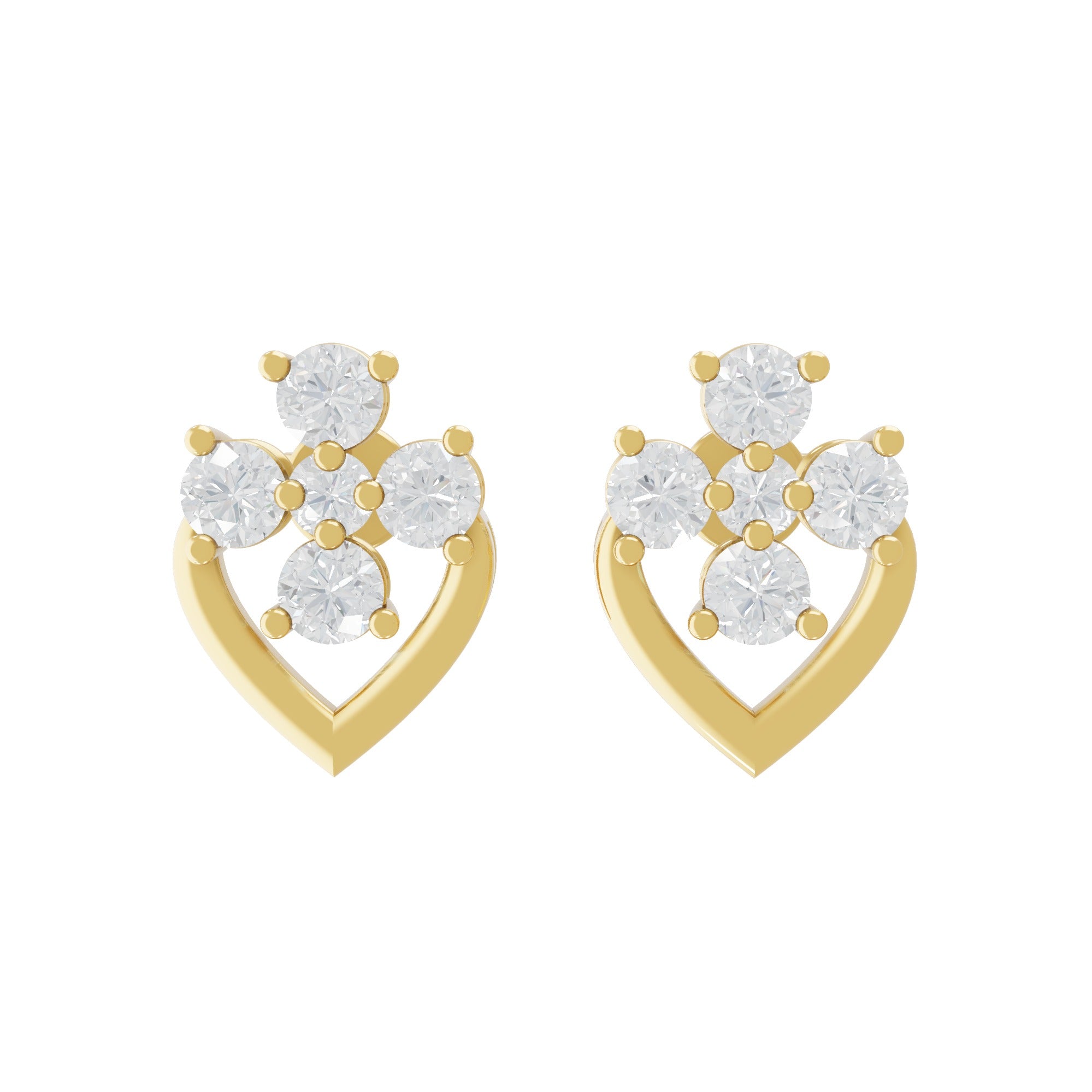 0.93Ct Lab Grown Diamond Heart Shape Stud Earrings 14K Fine Gold