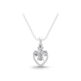 Four Leaf Clover Heart Motif Pendant Necklace 1.10Ct Lab Grown Diamond 14K Gold