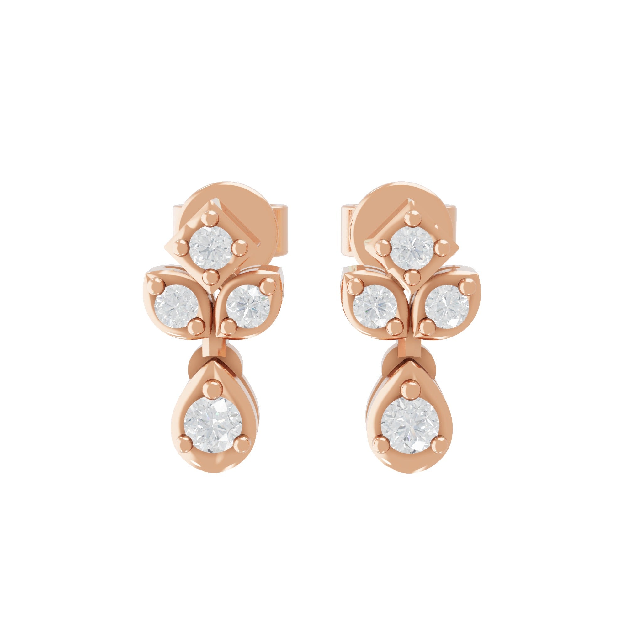 0.18Ct Lab Grown Diamond Round Cut Drop Earrings 14K Fine Gold