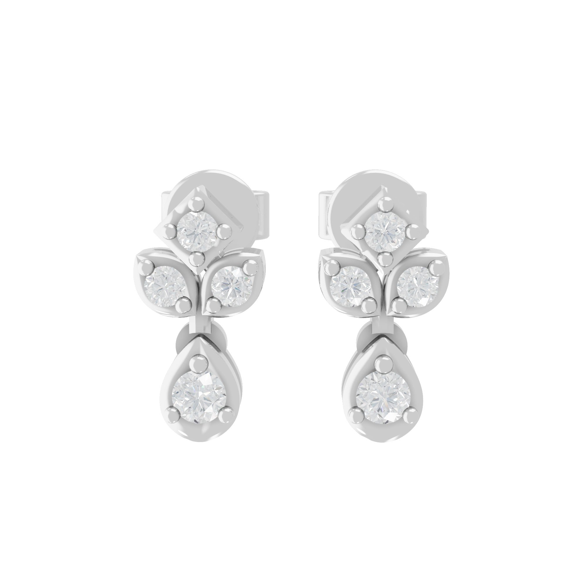 0.18Ct Lab Grown Diamond Round Cut Drop Earrings 14K Fine Gold