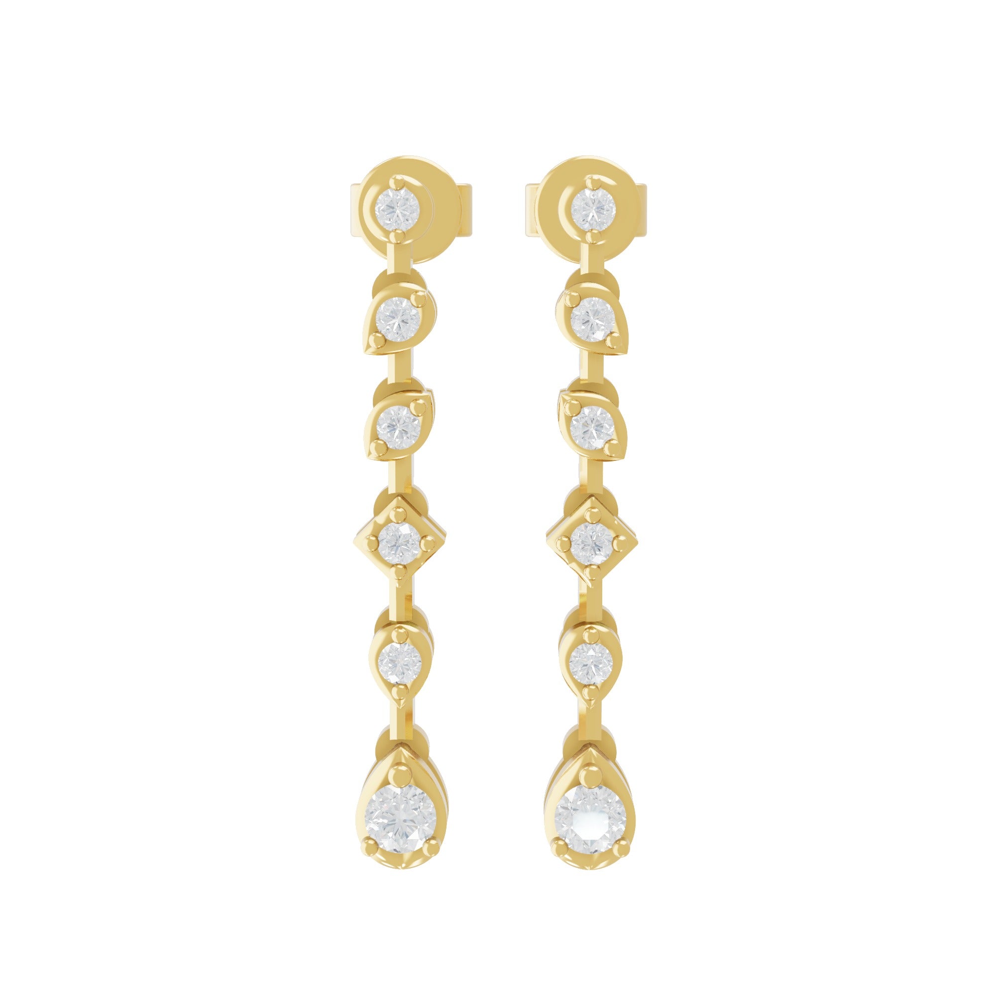Round 14K Fine Gold Lab Grown Diamond Dangle Earrings 0.31Ct