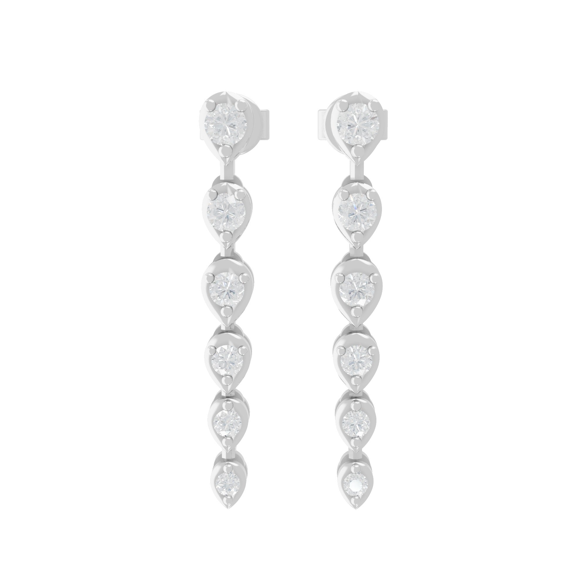 0.46Ct Lab Grown Round Cut Diamond 14K Fine Gold Dangle Earrings