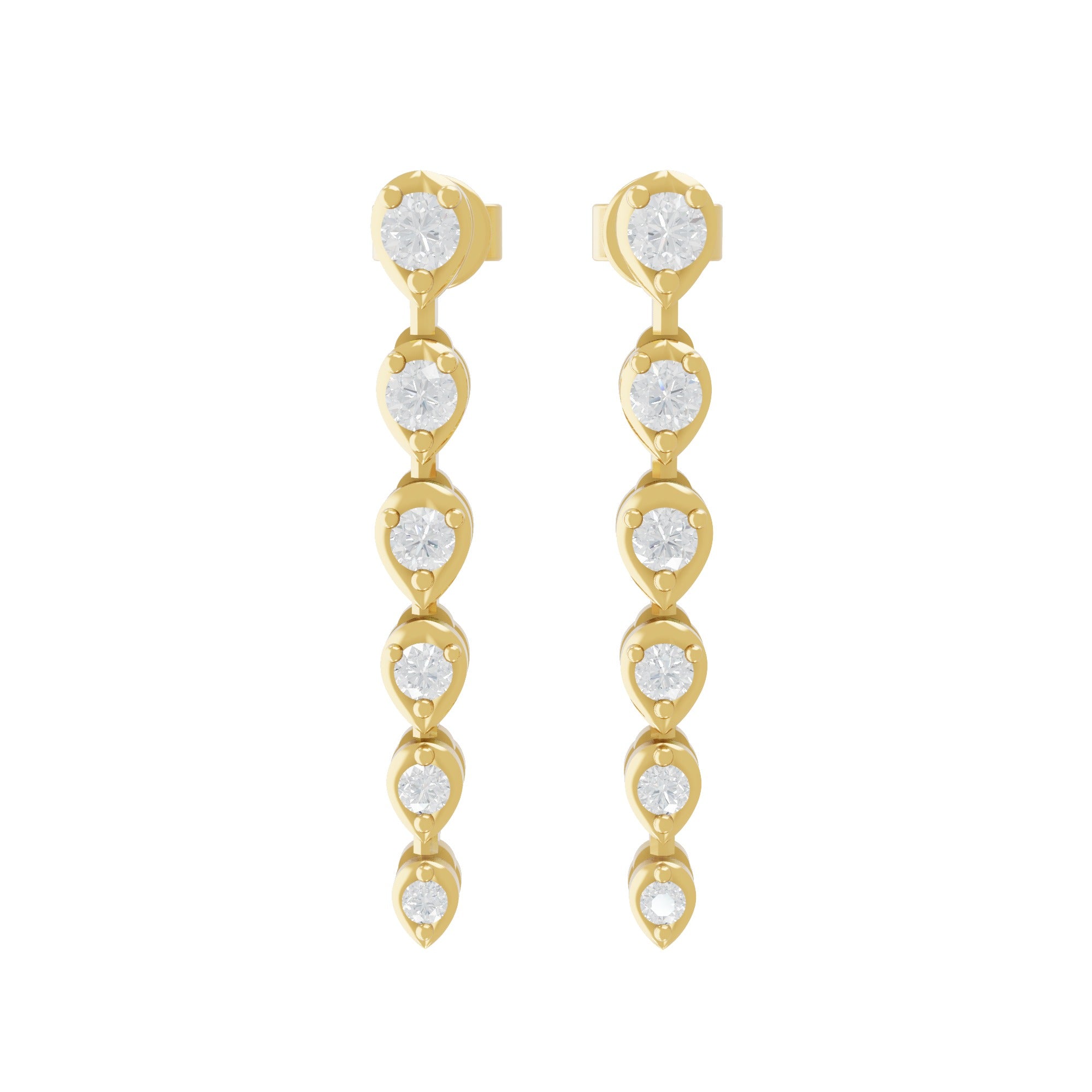 0.46Ct Lab Grown Round Cut Diamond 14K Fine Gold Dangle Earrings