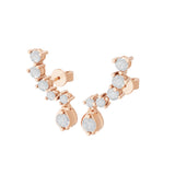0.73Ct Lab Grown Round Cut Diamond Graduated Ear Climber Earrings 14K Gold