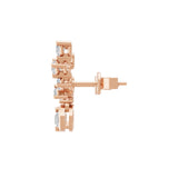 0.73Ct Lab Grown Round Cut Diamond Graduated Ear Climber Earrings 14K Gold