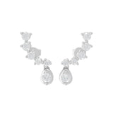 0.73Ct Lab Grown Round Cut Diamond Graduated Ear Climber Earrings 14K Gold
