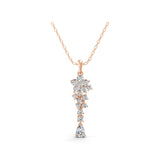 14K Fine Gold Pear Round Cut Lab Grown Diamond Flower Pendant Necklace 1.49Ct