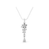 14K Fine Gold Pear Round Cut Lab Grown Diamond Flower Pendant Necklace 1.49Ct