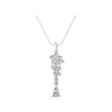 14K Fine Gold Pear Round Cut Lab Grown Diamond Flower Pendant Necklace 1.49Ct