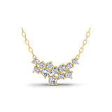 14K Fine Gold Cluster Pendant Chain Necklace 0.64Ct Lab Grown Diamond