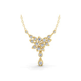 Lab Grown Diamond Floral Cluster Design Chain Necklace 0.79Ct 14K Fine Gold