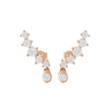 14K Fine Gold Round Lab Grown Diamond Ear Climber Earrings 0.73Ct