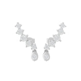 14K Fine Gold Round Lab Grown Diamond Ear Climber Earrings 0.73Ct
