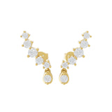 14K Fine Gold Round Lab Grown Diamond Ear Climber Earrings 0.73Ct
