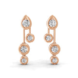 Lab Grown Trickling Drops Diamond Earrings 0.78Ct 14K Fine Gold