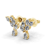 Cluster Drop Stud Earring 14K Fine Gold 2.25Ct Lab Grown Diamond