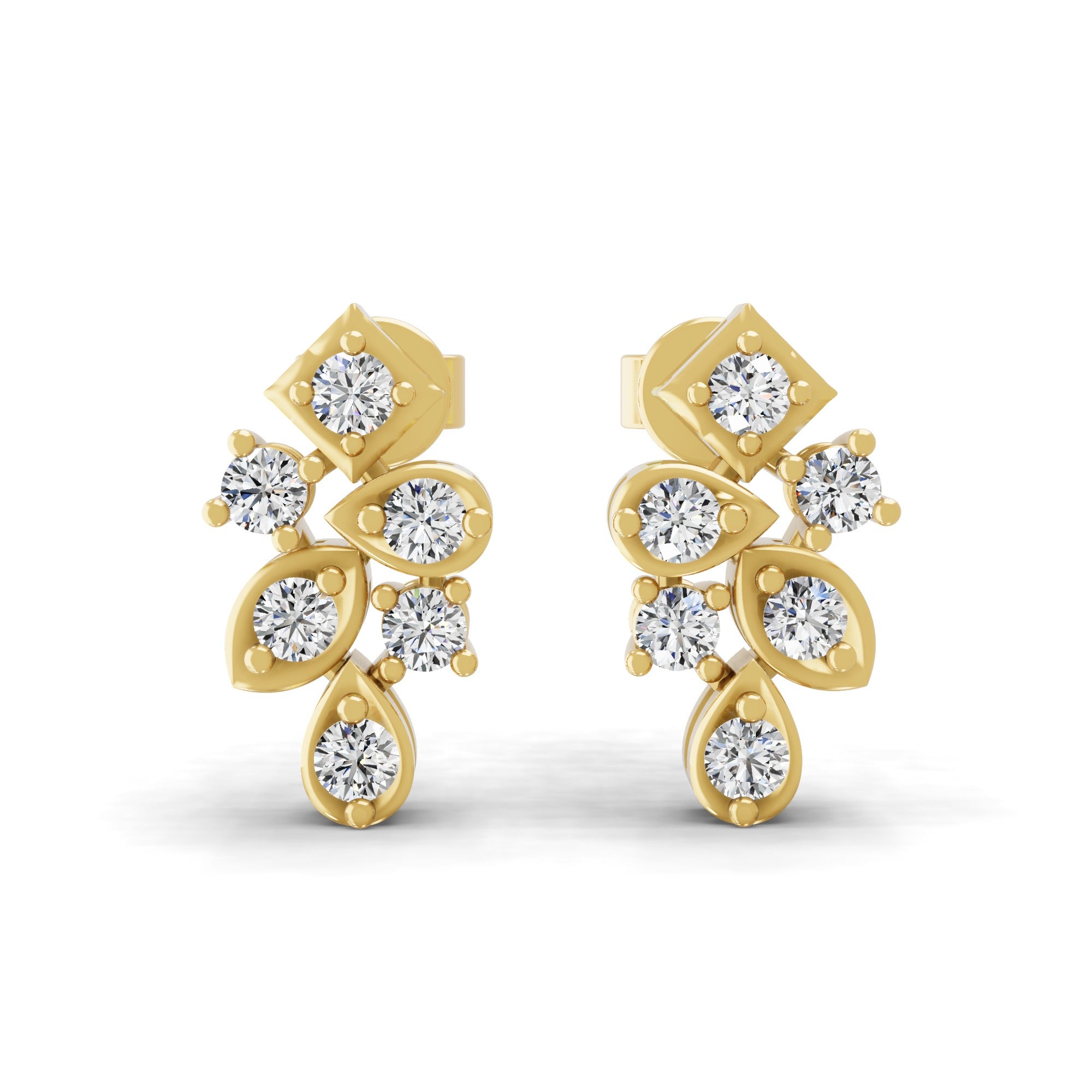 14K Fine Gold 0.42Ct Lab Grown Diamond Solitaire Stud Earrings