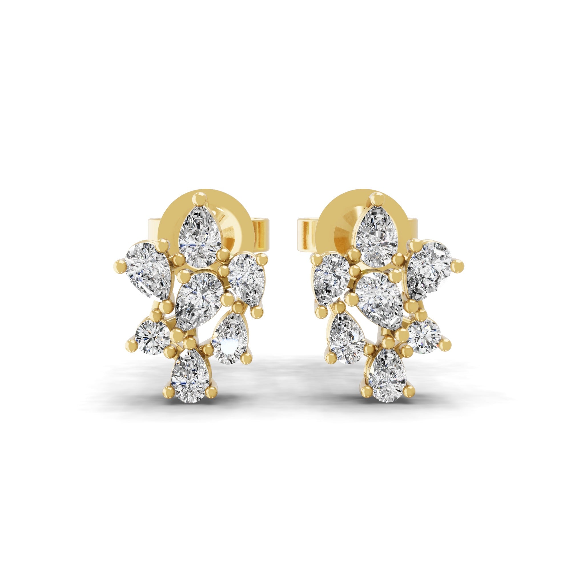 Pear and Round Cut Lab Grown Diamond 0.65Ct 14K Fine Gold