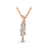 0.48Ct Lab Grown Pear Round Diamond Cascade Pendant 14K Fine Gold Necklace