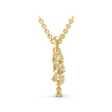 0.48Ct Lab Grown Pear Round Diamond Cascade Pendant 14K Fine Gold Necklace