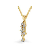 0.48Ct Lab Grown Pear Round Diamond Cascade Pendant 14K Fine Gold Necklace